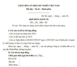 mẫu hợp đồng xây nhà trọn gói hoàn thiện