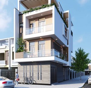 mẫu thiết kế nhà phố 2 mặt tiền 3.5 tầng diện tích 55m2
