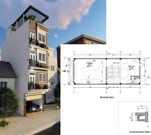 thiết kế nhà 40m2 3 tầng 4x10m