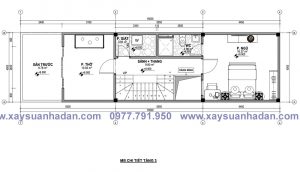 bản vẽ nhà phố 3 tầng 4mx15m