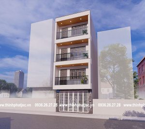 Phối cảnh nhà phố hiện đại 4 tầng mặt tiền 5,2m