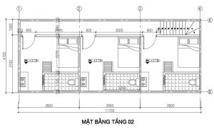 bản vẽ nhà 2 tầng làm phòng trọ