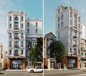 mẫu nhà mặt tiền 6m tân cổ điển
