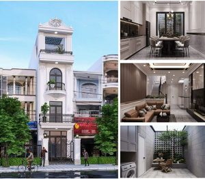 mẫu nhà phố bán cổ điển 4 tầng mặt tiền 3m