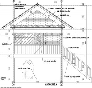 bản vẽ resort nhà sàn 2 tầng 40m2