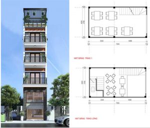 mẫu thiết kế nhà 30m2 có tầng lửng