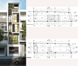 mẫu nhà đất méo 40m2 xây 4 tầng có lửng