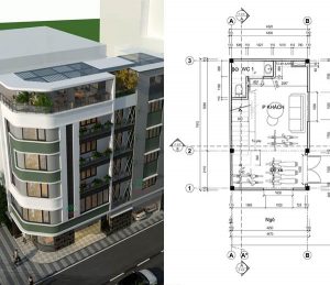 thiết kế nhà 33m2 4 phòng ngủ