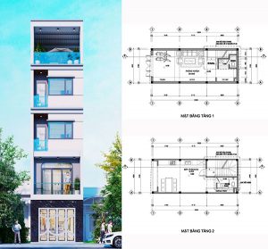 thiết kế nhà nhỏ 4x10m