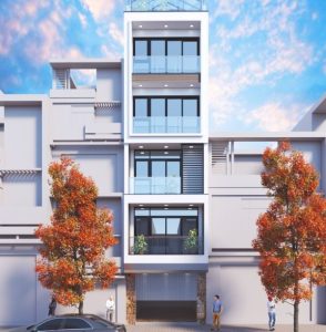thiết kế nhà 40m2 5 tầng hiện đại mặt tiền 4.4m