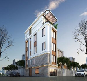 mẫu nhà lô góc 2 mặt tiền 5 tầng diện tích 35m2