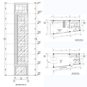 Bản vẽ nhà ở 6 tầng 30m2 kết hợp cho thuê kinh doanh
