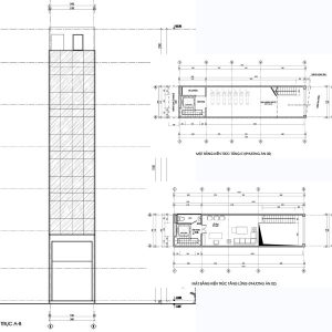 thiết kế nhà 45m2 5 tầng có lửng mặt tiền 3.4m làm văn phòng