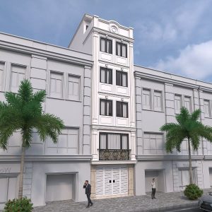 phối cảnh nhà phố 5 tầng 1 tum 42m2 mặt tiền 4.35m