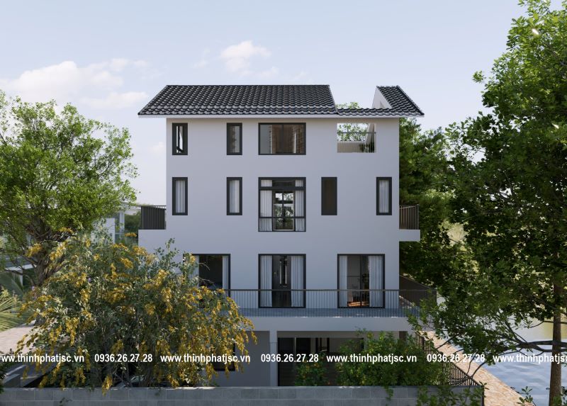 thiết kế biệt thự hiện đại 4 tầng