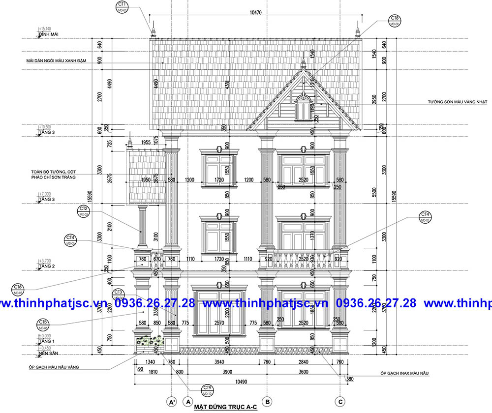 thiết kế biệt thự hiện đại 3 tầng
