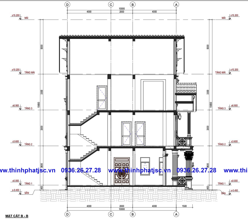 thiết kế biệt thự 3 tầng 150m2