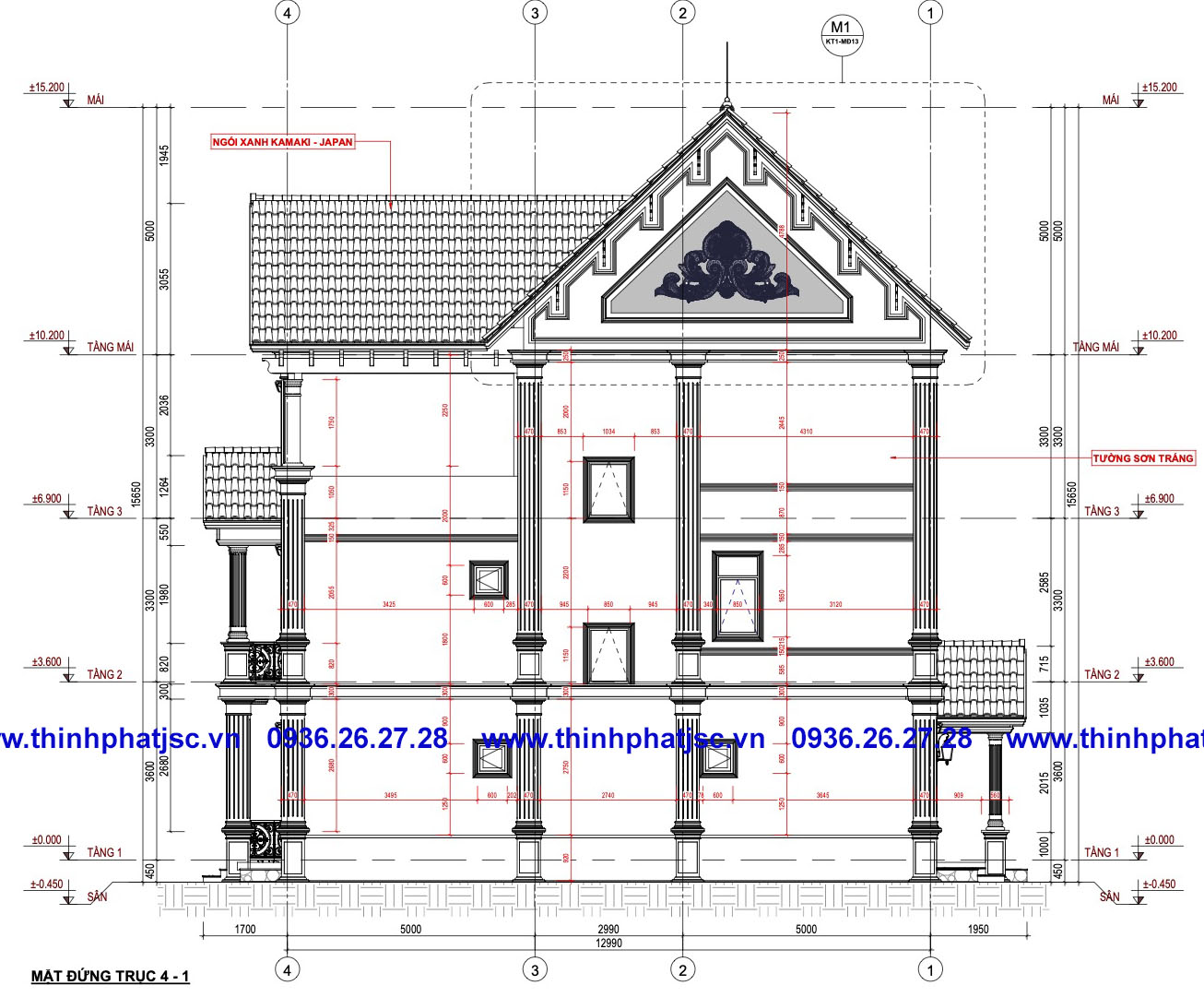 thiết kế biệt thự 3 tầng 150m2