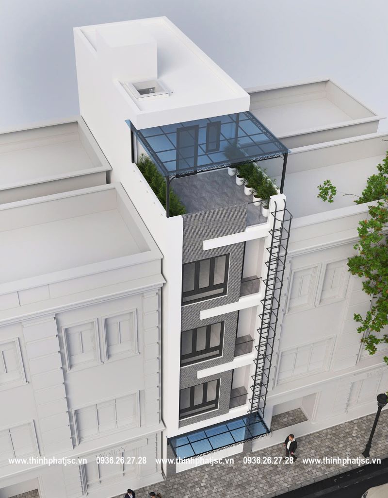 thiết kế nhà phố 52m2 x 4 tầng 1 tum