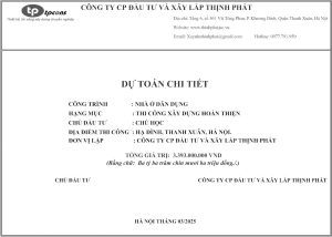 báo giá xây nhà trọn gói tại quận Thanh Xuân
