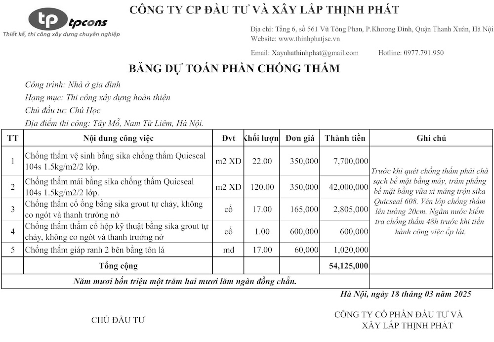báo giá xây nhà trọn gói tại quận Thanh Xuân